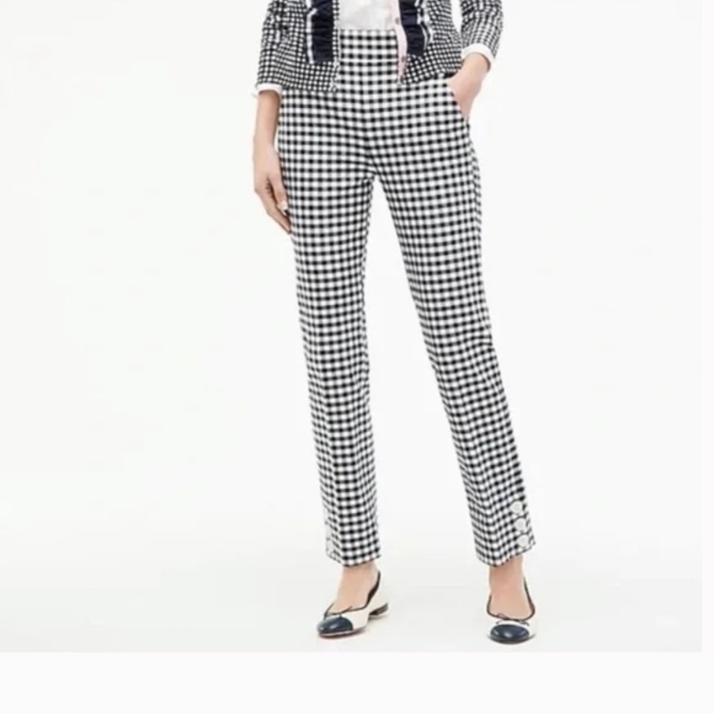 J. Crew Black and White Gingham Straight Leg Pants